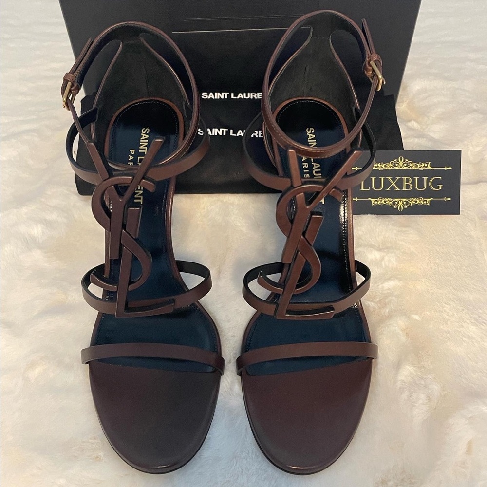 ✨Saint Laurent Cassandra Sandals with brown monogram✨